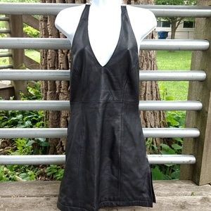 Baby Phat black leather halter miniskirt dress.